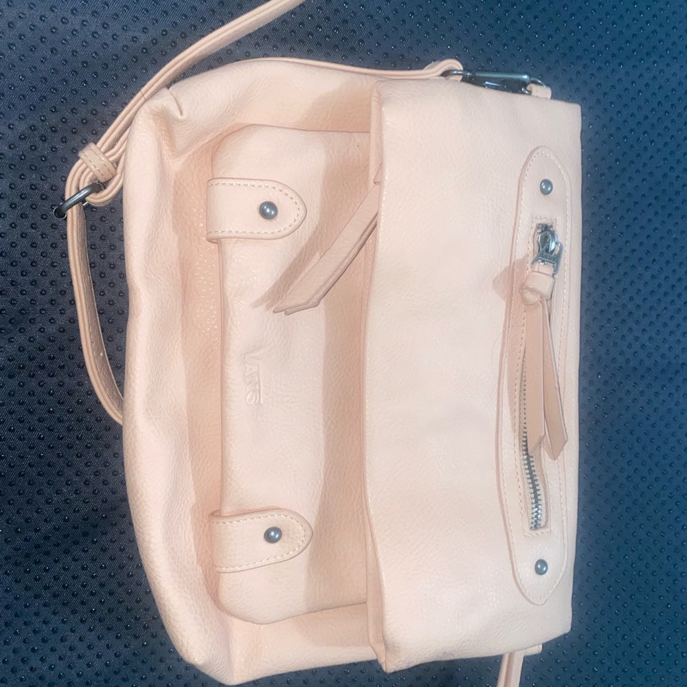 Vans Cream and Pink Crossbody Bag with Textured Material and Metal Details